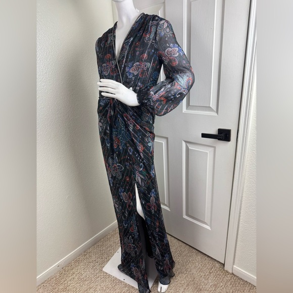 Veronica Beard Kaira Metallic Floral Silk Maxi Dress Size 8 NWT - Picture 5 of 14